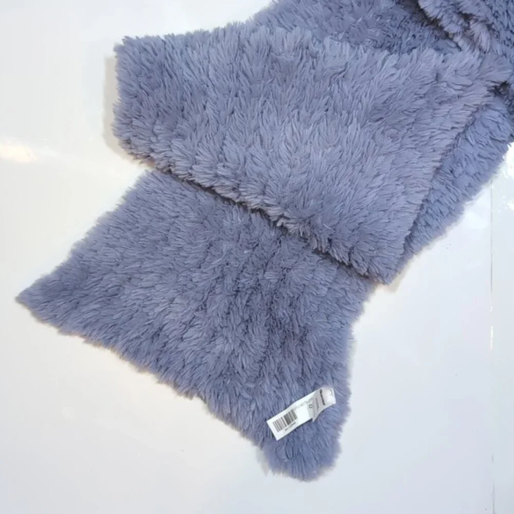 Bluenotes Plush Blue Scarf Long Faux Fur Winter Rectangular Periwinkle